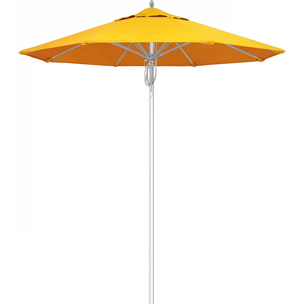 California Umbrella - Patio Umbrellas; Umbrella Diameter (Inch): 90 ; Height (Feet): 8.666 ; Fabric Color: Sunflower Yellow ; Base Included: No ; Frame Material: Aluminum ; Frame Color: Silver - Exact Industrial Supply