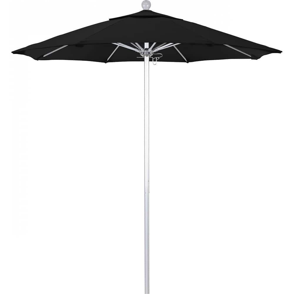 California Umbrella - Patio Umbrellas; Umbrella Diameter (Inch): 90 ; Height (Feet): 8.000 ; Fabric Color: Black ; Base Included: No ; Frame Material: Aluminum ; Frame Color: Silver - Exact Industrial Supply