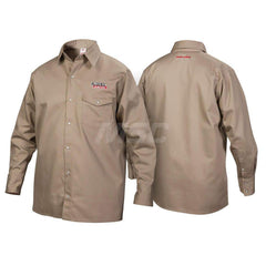 Shirts; Garment Type: General Purpose; Size: Large; Color: Khaki; Color: Gray; Material: FR Cotton; Material: Cotton; Hazardous Protection Level: 2; Chest Size (Inch): 42-46; Sleeve Length: 40; Closure Type: Button