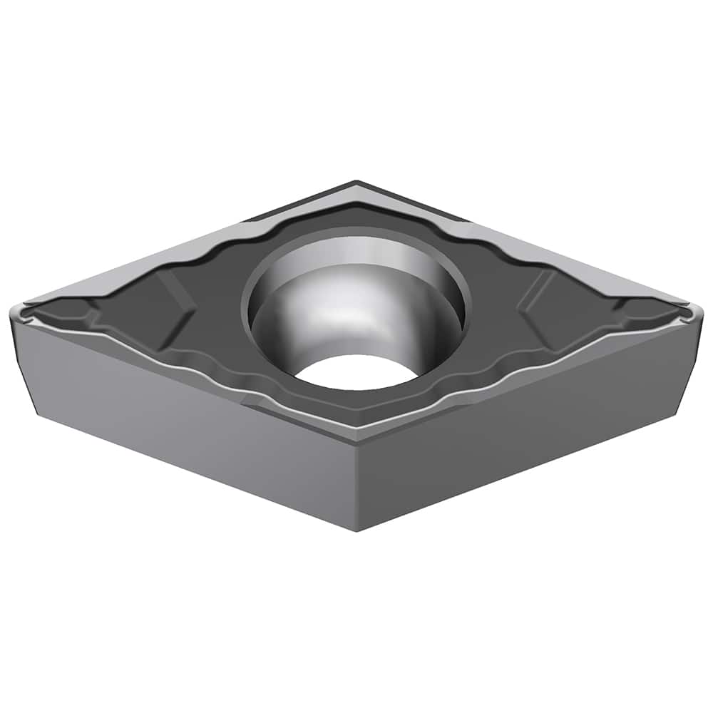 DCMT21.50.5ELU AC8025P Carbide Turning Insert Absotech Finish, 0.3031″ Long, 1/4″ Inscribed Circle, 0.0079″ Corner Radius, 0.0937″ Thick, 55° Included Angle, Series AC8000P