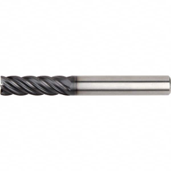 Corner Radius End Mill: 3/4″ Dia, 2-1/4″ LOC, 0.06″ Radius, 5 Flutes, Solid Carbide 5″ OAL, 3/4″ Shank Dia, 40 ° Helix, AlTiN Coated, Corner Radius End, Series KOR5