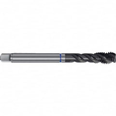 Spiral Flute Tap: M20 x 1.50, Metric Fine, 4 Flute, Semi-Bottoming, 6HX Class of Fit, PM-HSS-E, TiAlN Finish Right Hand Flute, Right Hand Thread, D7 & D8, Series 4635