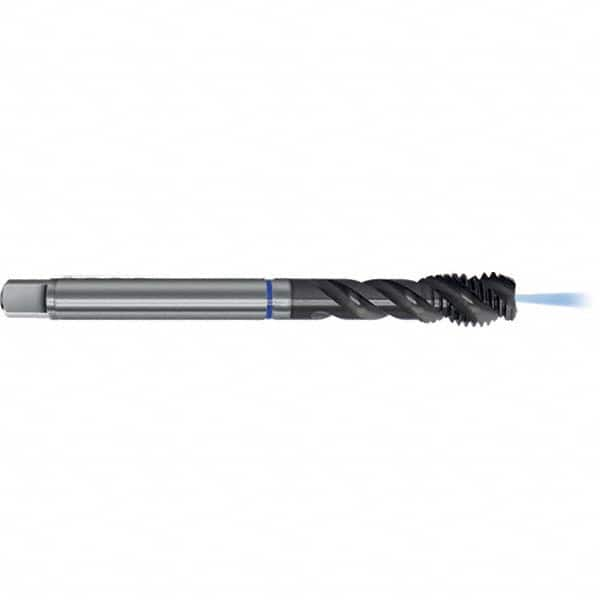 Spiral Flute Tap: M8 x 1.00, Metric Fine, 3 Flute, Semi-Bottoming, 6HX Class of Fit, PM-HSS-E, TiAlN Finish Right Hand Flute, Right Hand Thread, D5 & D6, Series 4637