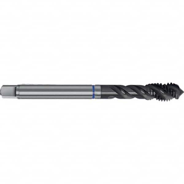 Spiral Flute Tap: M12 x 1.25, Metric Fine, 3 Flute, Semi-Bottoming, 6GX Class of Fit, HSS-E, TiAlN Finish Right Hand Flute, Right Hand Thread, D8 & D9, Series 4628