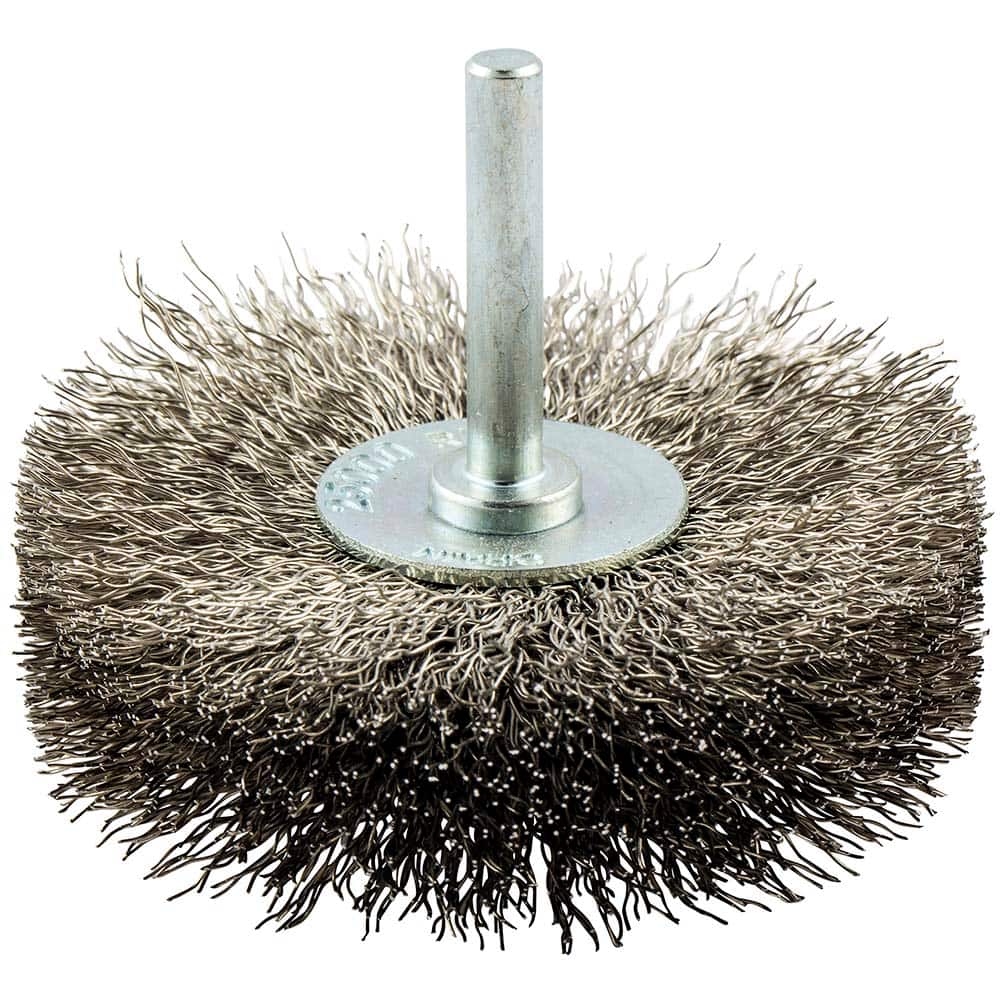 Norton - 3" OD, Crimped Stainless Steel Wheel Brush - Benchmark Tooling