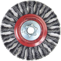 Norton - 4-1/2" OD, 5/8-11 Arbor Hole, Knotted Carbon Wheel Brush - Benchmark Tooling