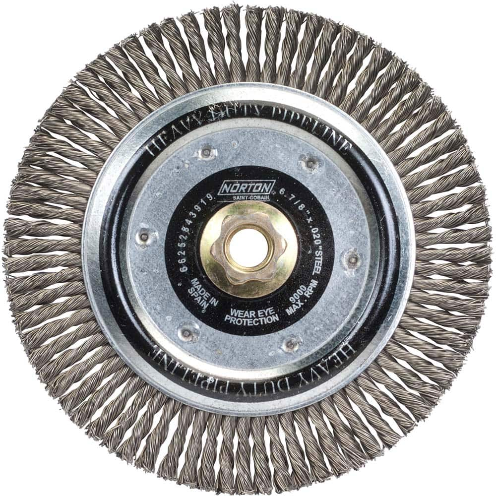 Norton - 6-7/8" OD, 5/8-11 Arbor Hole, Stringer Bead Carbon Wheel Brush - Benchmark Tooling