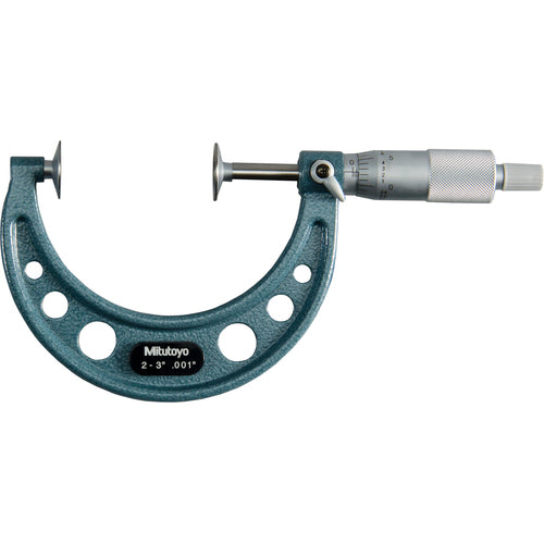 2″-3″ Measuring Range-0.001″ Graduation - Ratchet Thimble - High Speed Steel Face - Disc Micrometer - Benchmark Tooling