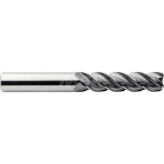 Square End Mill: 1/4'' Dia, 1-1/4'' LOC, 1/4'' Shank Dia, 3'' OAL, 4 Flutes, Solid Carbide Single End, ALtima Blaze Finish, Helical Flute, 38 & 41 ™ Variable Helix, Centercutting, RH Cut, RH Flute