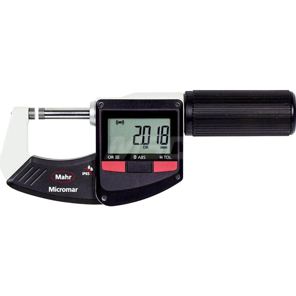 Mahr - Electronic Outside Micrometers; Type: Digital Outside Micrometer ; Minimum Measurement (Decimal Inch): 0 ; Minimum Measurement (mm): 0 ; Maximum Measurement (mm): 25 ; Thimble Type: Ratchet ; Calibrated: Yes - Exact Industrial Supply