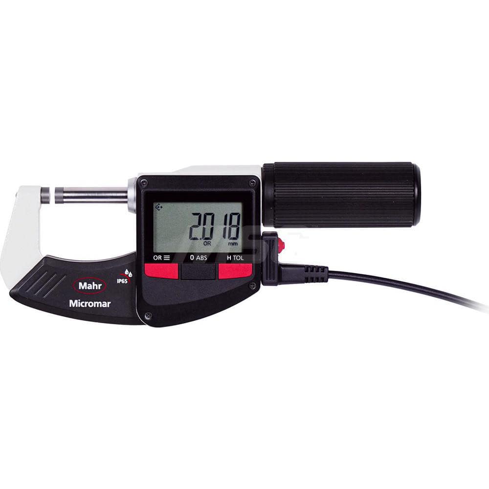 Mahr - Electronic Outside Micrometers; Type: Digital Outside Micrometer ; Minimum Measurement (Decimal Inch): 2 ; Minimum Measurement (mm): 50 ; Maximum Measurement (mm): 75 ; Thimble Type: Ratchet ; Calibrated: Yes - Exact Industrial Supply