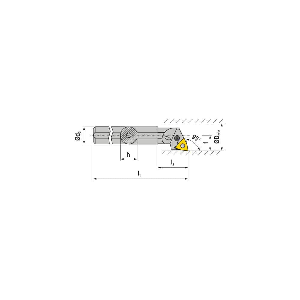 Indexable Boring Bar:  A25R PWLNL 08,  31.00 mm Min Bore,  25.00 mm Shank Dia,  95.00&deg N/A Steel 200.0000″ OAL,  Lever Clamp,