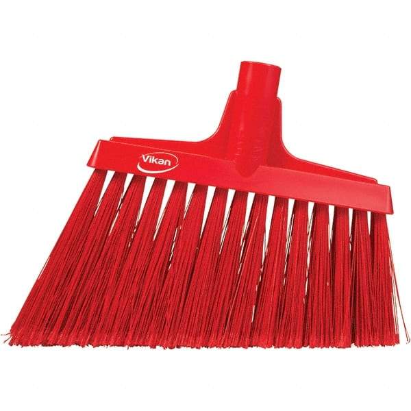 Vikan - 11-1/2" Wide, Red Polyester Bristles, Angled Broom - Flagged, Water Resistant - Benchmark Tooling