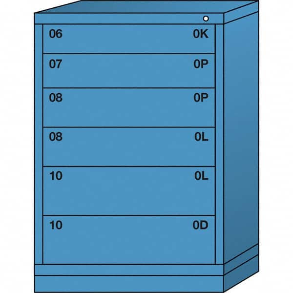 Lyon - 6 Drawer, Standard Counter - Single Drawer Access Cabinet - Steel, 30" Wide x 28-1/4" Deep x 44-1/4" High, Wedgewood Blue - Benchmark Tooling