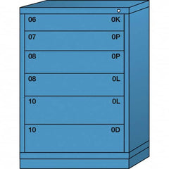 Lyon - 6 Drawer, Standard Counter - Multiple Drawer Access Cabinet - Steel, 30" Wide x 28-1/4" Deep x 44-1/4" High, Wedgewood Blue - Benchmark Tooling