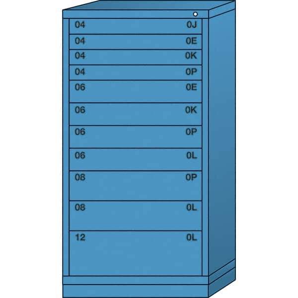 Lyon - 11 Drawer, Standard Eye-Level - Single Drawer Access Cabinet - Steel, 30" Wide x 28-1/4" Deep x 59-1/4" High, Wedgewood Blue - Benchmark Tooling
