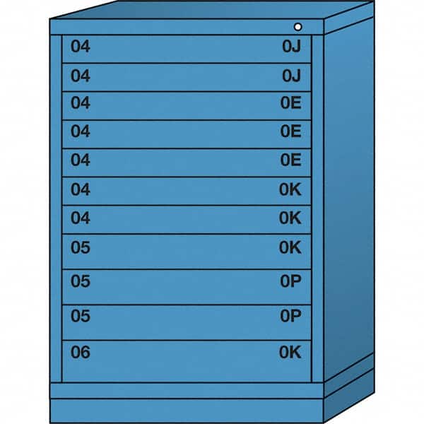 Lyon - 11 Drawer, Standard Counter - Multiple Drawer Access Cabinet - Steel, 30" Wide x 28-1/4" Deep x 44-1/4" High, Wedgewood Blue - Benchmark Tooling