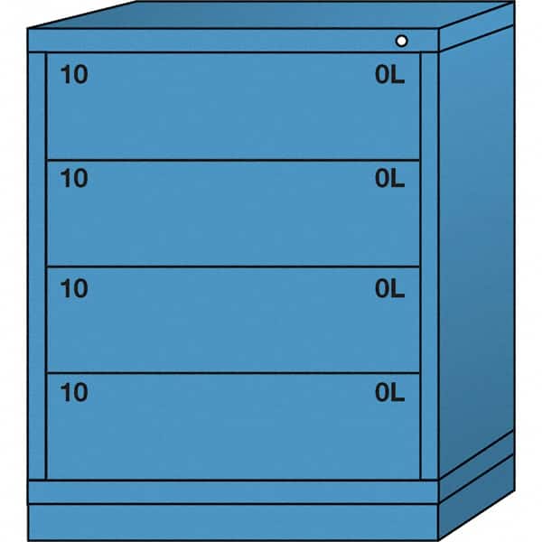 Lyon - 4 Drawer, Standard Mid-Range - Single Drawer Access Cabinet - Steel, 30" Wide x 28-1/4" Deep x 37-15/79" High, Wedgewood Blue - Benchmark Tooling