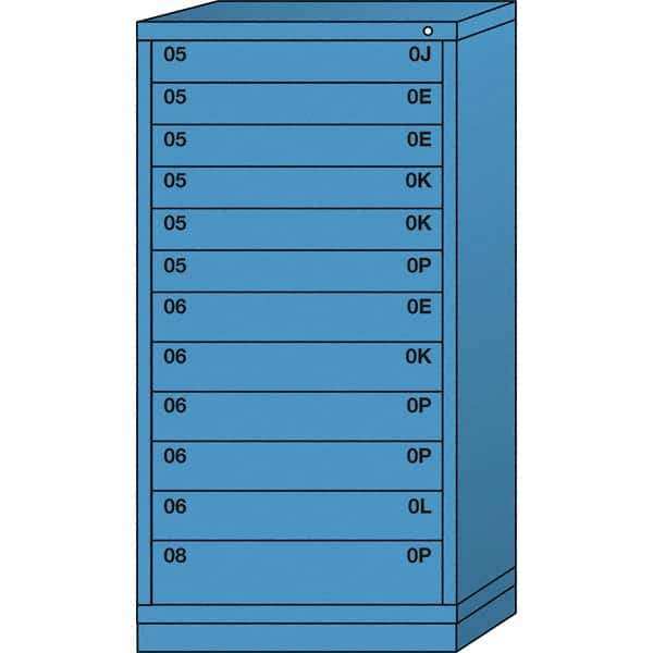 Lyon - 12 Drawer, Standard Eye-Level - Single Drawer Access Cabinet - Steel, 30" Wide x 28-1/4" Deep x 59-1/4" High, Wedgewood Blue - Benchmark Tooling