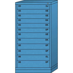 Lyon - 12 Drawer, Standard Eye-Level - Single Drawer Access Cabinet - Steel, 30" Wide x 28-1/4" Deep x 59-1/4" High, Wedgewood Blue - Benchmark Tooling