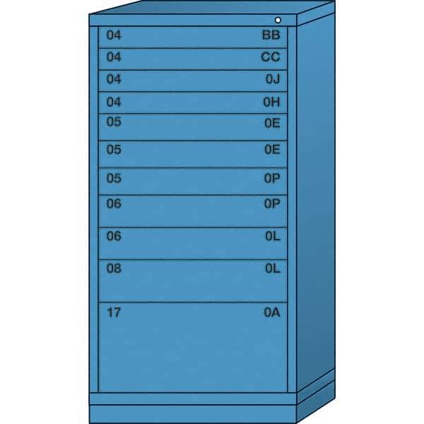 Lyon - 11 Drawer, Standard Eye-Level - Multiple Drawer Access Cabinet - Steel, 30" Wide x 28-1/4" Deep x 59-1/4" High, Wedgewood Blue - Benchmark Tooling