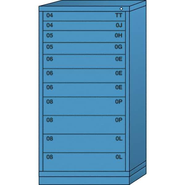 Lyon - 11 Drawer, Standard Eye-Level - Multiple Drawer Access Cabinet - Steel, 30" Wide x 28-1/4" Deep x 59-1/4" High, Wedgewood Blue - Benchmark Tooling