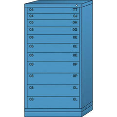 Lyon - 11 Drawer, Standard Eye-Level - Single Drawer Access Cabinet - Steel, 30" Wide x 28-1/4" Deep x 59-1/4" High, Wedgewood Blue - Benchmark Tooling