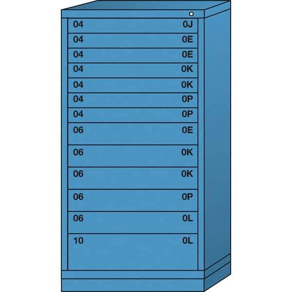 Lyon - 13 Drawer, Standard Eye-Level - Multiple Drawer Access Cabinet - Steel, 30" Wide x 28-1/4" Deep x 59-1/4" High, Wedgewood Blue - Benchmark Tooling