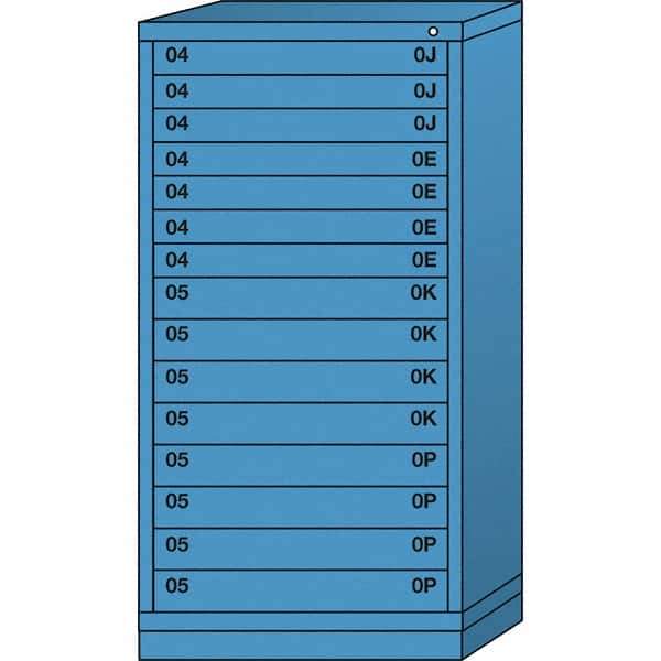 Lyon - 15 Drawer, Standard Eye-Level - Single Drawer Access Cabinet - Steel, 30" Wide x 28-1/4" Deep x 59-1/4" High, Wedgewood Blue - Benchmark Tooling