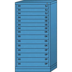 Lyon - 15 Drawer, Standard Eye-Level - Single Drawer Access Cabinet - Steel, 30" Wide x 28-1/4" Deep x 59-1/4" High, Wedgewood Blue - Benchmark Tooling