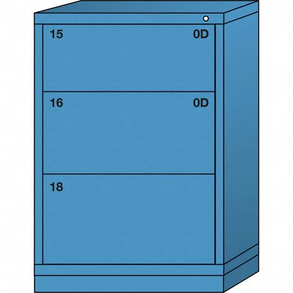 Lyon - 3 Drawer, Standard Counter - Single Drawer Access Cabinet - Steel, 30" Wide x 28-1/4" Deep x 44-1/4" High, Wedgewood Blue - Benchmark Tooling