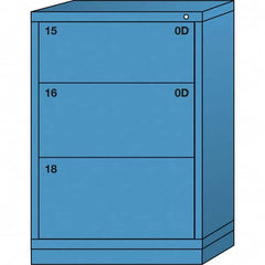 Lyon - 3 Drawer, Standard Counter - Single Drawer Access Cabinet - Steel, 30" Wide x 28-1/4" Deep x 44-1/4" High, Wedgewood Blue - Benchmark Tooling