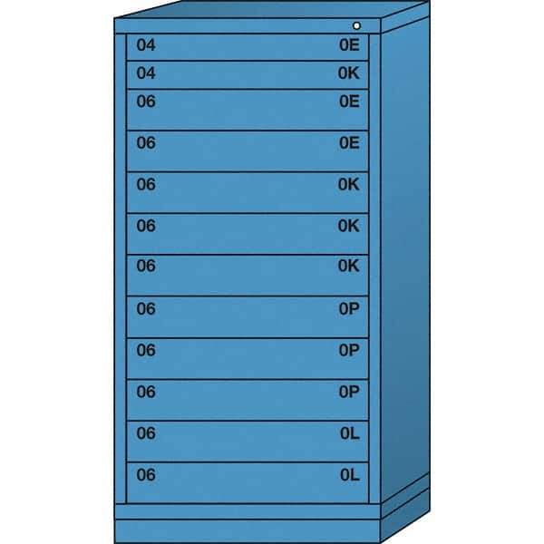 Lyon - 12 Drawer, Standard Eye-Level - Multiple Drawer Access Cabinet - Steel, 30" Wide x 28-1/4" Deep x 59-1/4" High, Wedgewood Blue - Benchmark Tooling