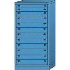 Lyon - 12 Drawer, Standard Eye-Level - Multiple Drawer Access Cabinet - Steel, 30" Wide x 28-1/4" Deep x 59-1/4" High, Wedgewood Blue - Benchmark Tooling