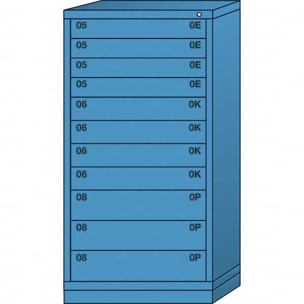 Lyon - 11 Drawer, Standard Eye-Level - Multiple Drawer Access Cabinet - Steel, 30" Wide x 28-1/4" Deep x 59-1/4" High, Wedgewood Blue - Benchmark Tooling