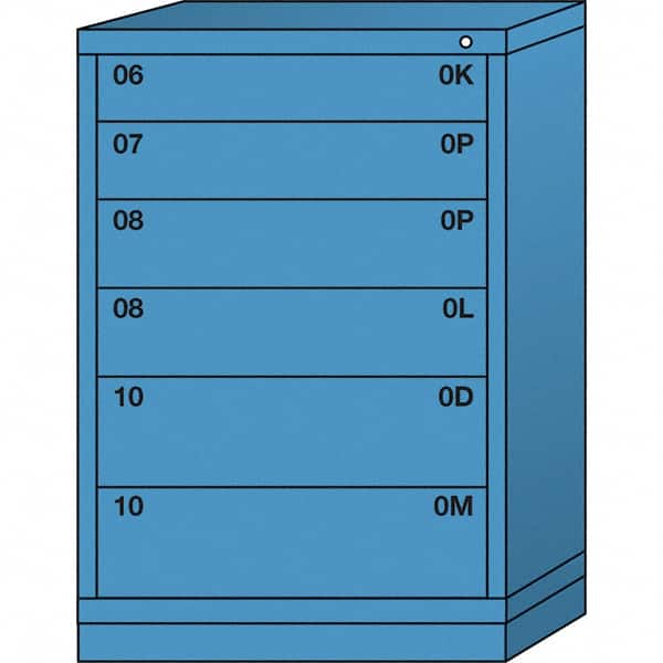 Lyon - 6 Drawer, Standard Counter - Multiple Drawer Access Cabinet - Steel, 30" Wide x 28-1/4" Deep x 44-1/4" High, Wedgewood Blue - Benchmark Tooling