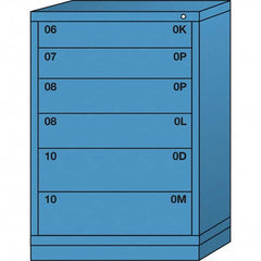 Lyon - 6 Drawer, Standard Counter - Multiple Drawer Access Cabinet - Steel, 30" Wide x 28-1/4" Deep x 44-1/4" High, Wedgewood Blue - Benchmark Tooling
