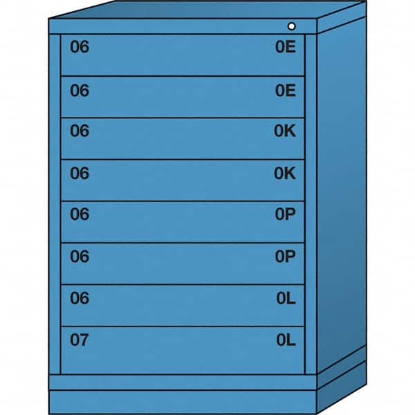 Lyon - 8 Drawer, Standard Counter - Single Drawer Access Cabinet - Steel, 30" Wide x 28-1/4" Deep x 44-1/4" High, Wedgewood Blue - Benchmark Tooling