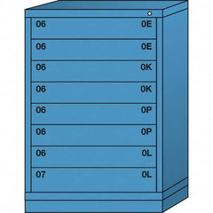 Lyon - 8 Drawer, Standard Counter - Single Drawer Access Cabinet - Steel, 30" Wide x 28-1/4" Deep x 44-1/4" High, Wedgewood Blue - Benchmark Tooling