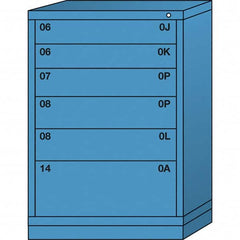 Lyon - 6 Drawer, Standard Counter - Single Drawer Access Cabinet - Steel, 30" Wide x 28-1/4" Deep x 44-1/4" High, Wedgewood Blue - Benchmark Tooling