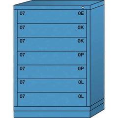 Lyon - 7 Drawer, Standard Counter - Single Drawer Access Cabinet - Steel, 30" Wide x 28-1/4" Deep x 44-1/4" High, Wedgewood Blue - Benchmark Tooling