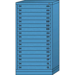 Lyon - 17 Drawer, Standard Eye-Level - Multiple Drawer Access Cabinet - Steel, 30" Wide x 28-1/4" Deep x 59-1/4" High, Wedgewood Blue - Benchmark Tooling