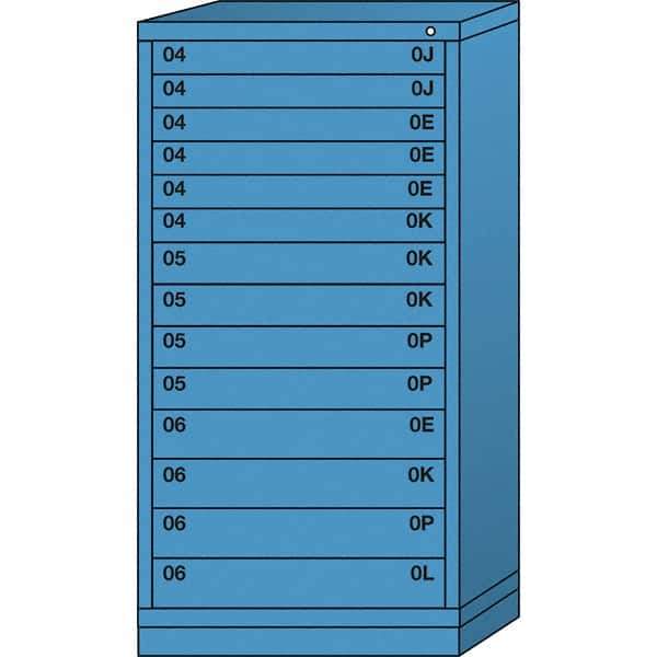 Lyon - 14 Drawer, Standard Eye-Level - Multiple Drawer Access Cabinet - Steel, 30" Wide x 28-1/4" Deep x 59-1/4" High, Wedgewood Blue - Benchmark Tooling