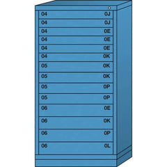 Lyon - 14 Drawer, Standard Eye-Level - Single Drawer Access Cabinet - Steel, 30" Wide x 28-1/4" Deep x 59-1/4" High, Wedgewood Blue - Benchmark Tooling