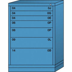 Lyon - 7 Drawer, Standard Counter - Single Drawer Access Cabinet - Steel, 30" Wide x 28-1/4" Deep x 44-1/4" High, Wedgewood Blue - Benchmark Tooling