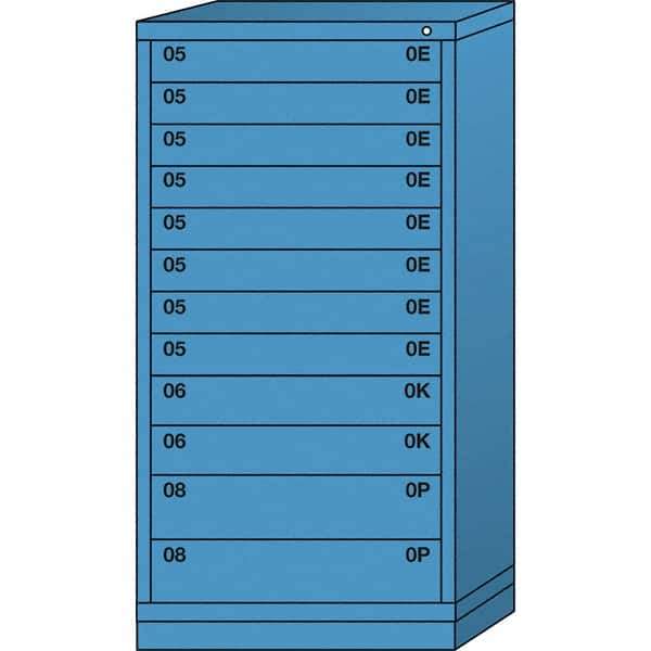 Lyon - 12 Drawer, Standard Eye-Level - Multiple Drawer Access Cabinet - Steel, 30" Wide x 28-1/4" Deep x 59-1/4" High, Wedgewood Blue - Benchmark Tooling