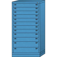 Lyon - 12 Drawer, Standard Eye-Level - Multiple Drawer Access Cabinet - Steel, 30" Wide x 28-1/4" Deep x 59-1/4" High, Wedgewood Blue - Benchmark Tooling