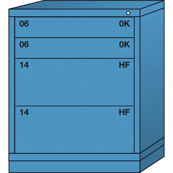 Lyon - 4 Drawer, Standard Mid-Range - Single Drawer Access Cabinet - Steel, 30" Wide x 28-1/4" Deep x 37-15/79" High, Wedgewood Blue - Benchmark Tooling