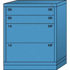 Lyon - 4 Drawer, Standard Mid-Range - Single Drawer Access Cabinet - Steel, 30" Wide x 28-1/4" Deep x 37-15/79" High, Wedgewood Blue - Benchmark Tooling