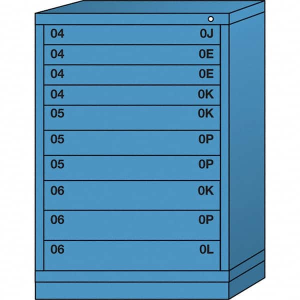 Lyon - 10 Drawer, Standard Counter - Multiple Drawer Access Cabinet - Steel, 30" Wide x 28-1/4" Deep x 44-1/4" High, Wedgewood Blue - Benchmark Tooling